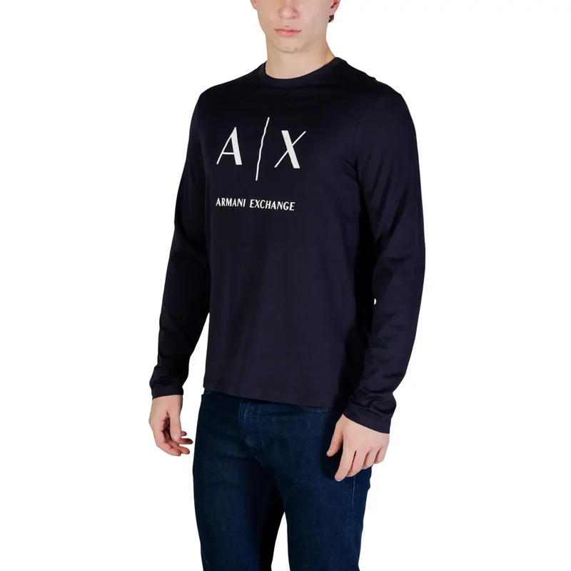 Armani Exchange Herren T-Shirt Blau Baumwolle Rundhals S