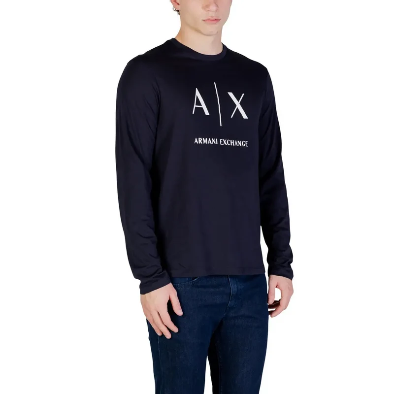 Armani Exchange Herren T-Shirt Blau Baumwolle Rundhals S