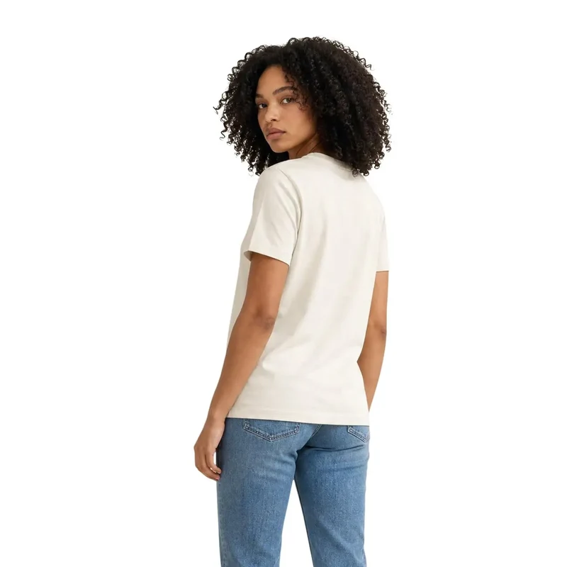 Calvin Klein Jeans Damen T-Shirt aus weißer Baumwolle mit Rundhalsausschnitt
