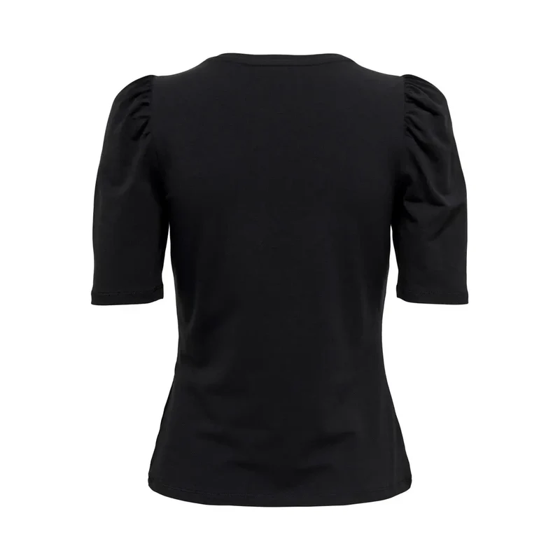 Only für Frauen: Baumwoll-T-Shirt mit kurzen Ärmeln und rundem Ausschnitt, schwarz