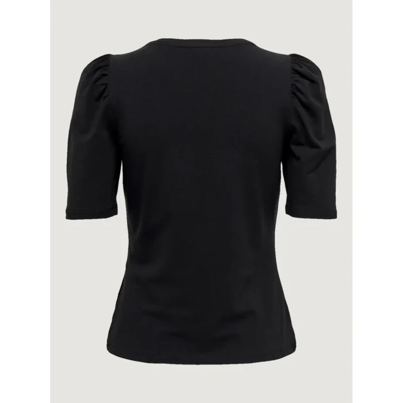 Only für Frauen: Baumwoll-T-Shirt mit kurzen Ärmeln und rundem Ausschnitt, schwarz
