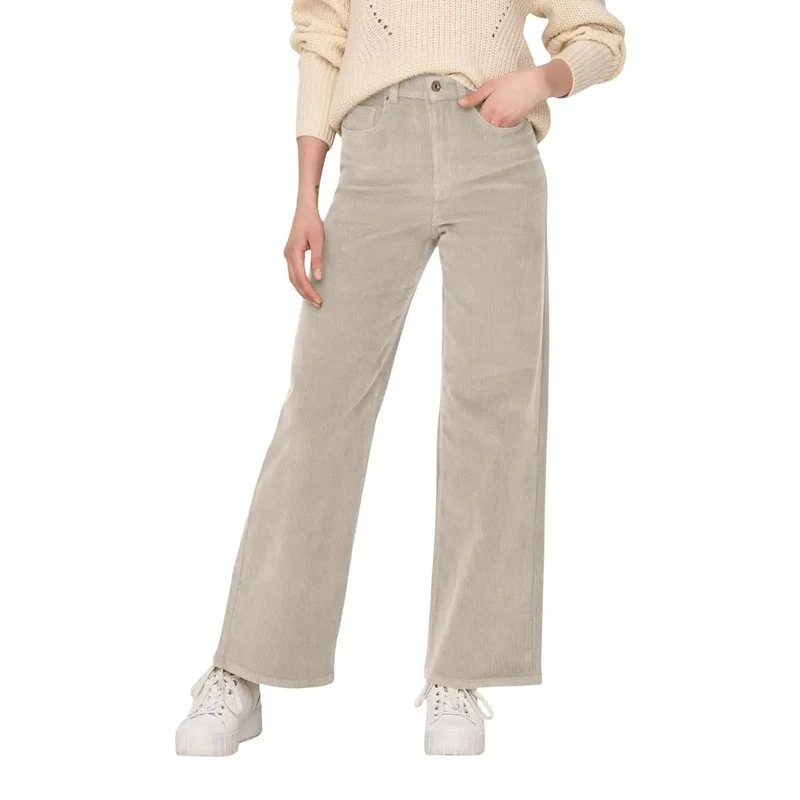 Only Damenbeige Baumwollhosen im Regular-Fit, Größe 28