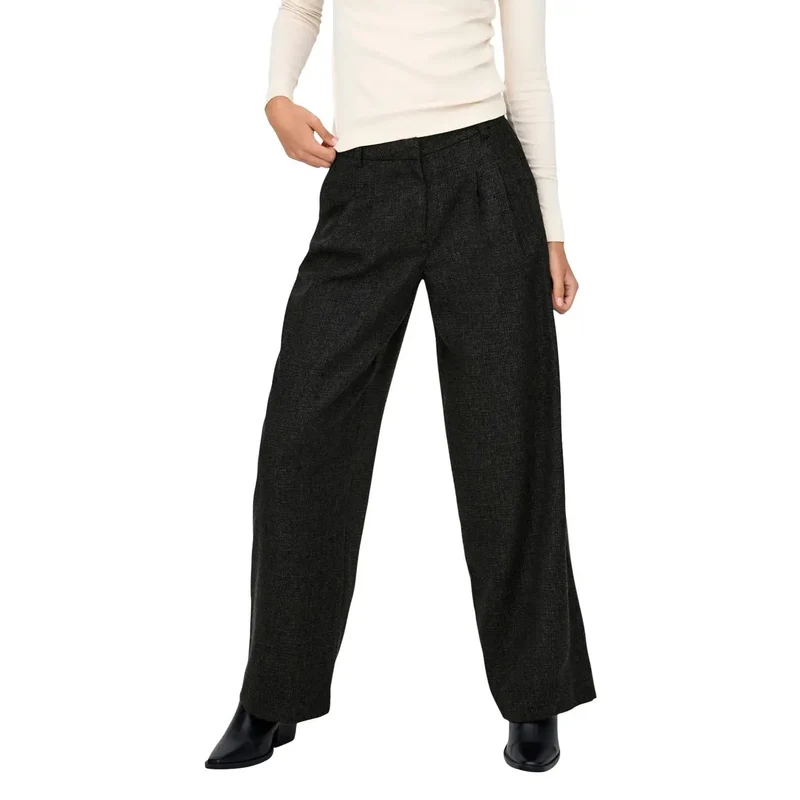 Jacqueline De Yong Damen Schwarze Hose mit Reißverschluss und Vordertasche