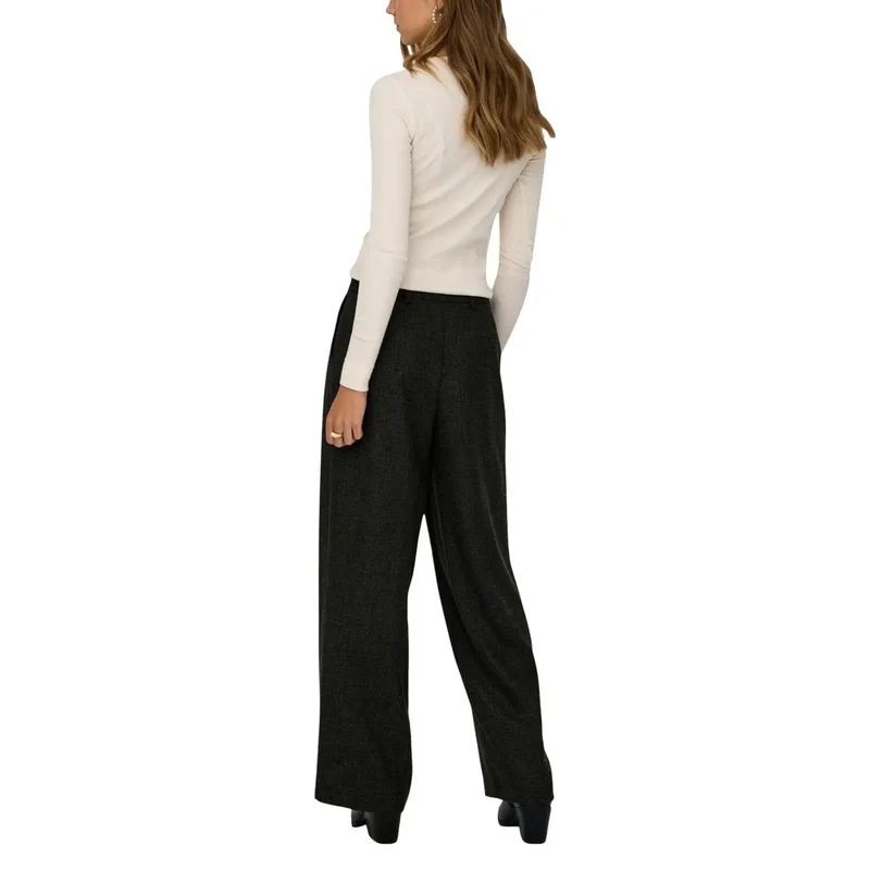 Jacqueline De Yong Damen Schwarze Hose mit Reißverschluss und Vordertasche