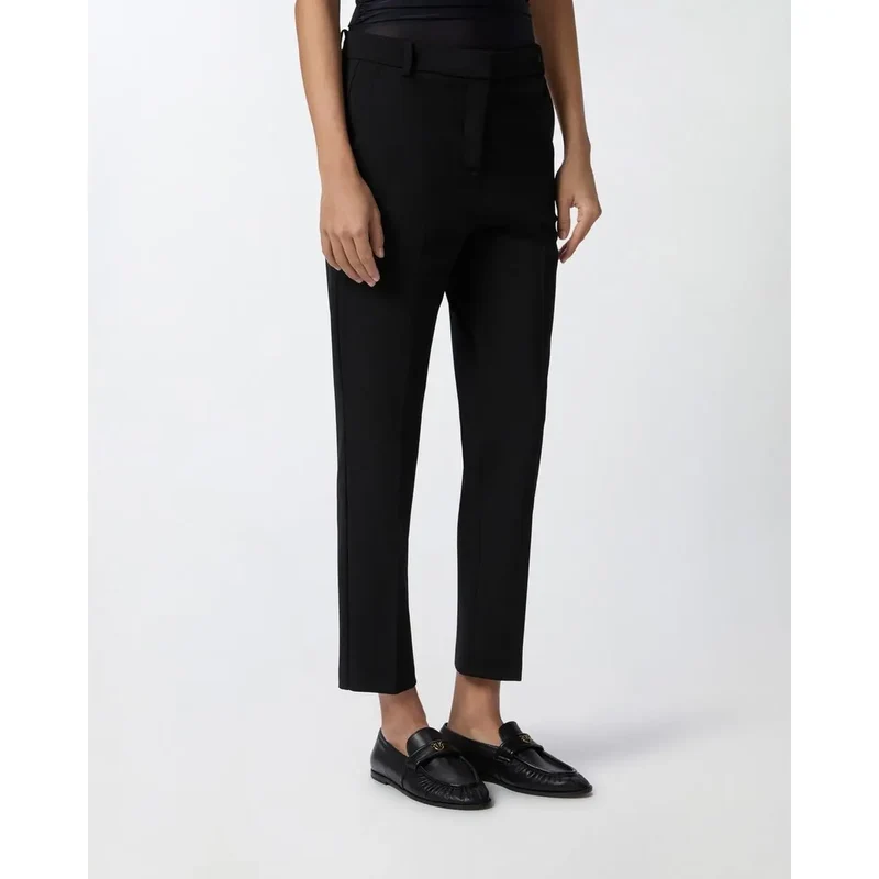 Pinko Damen schwarze Viskose-Hosen, schmal geschnitten, Frühling Sommer
