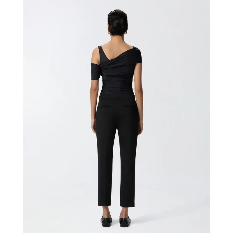Pinko Damen schwarze Viskose-Hosen, schmal geschnitten, Frühling Sommer