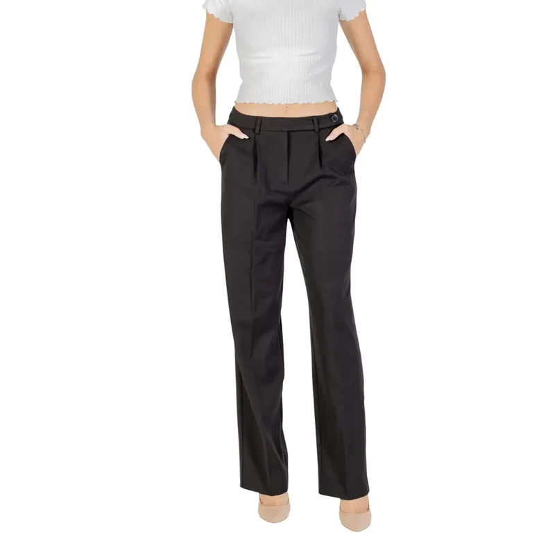 Only Damenhose Schwarz mit Reißverschluss, Knopfverschluss, Regular Fit 15351108
