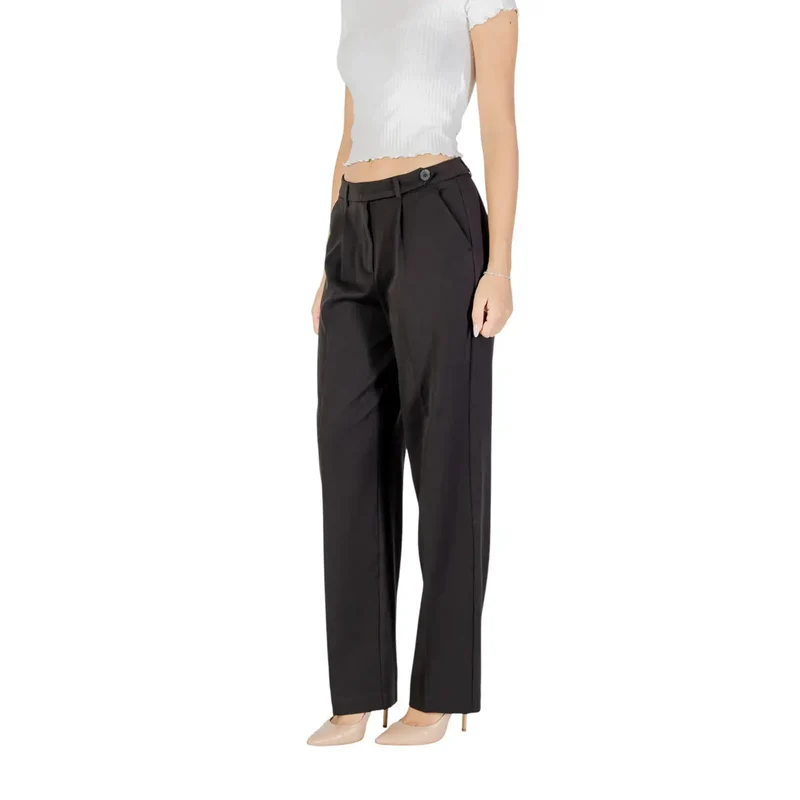 Only Damenhose Schwarz mit Reißverschluss, Knopfverschluss, Regular Fit 15351108