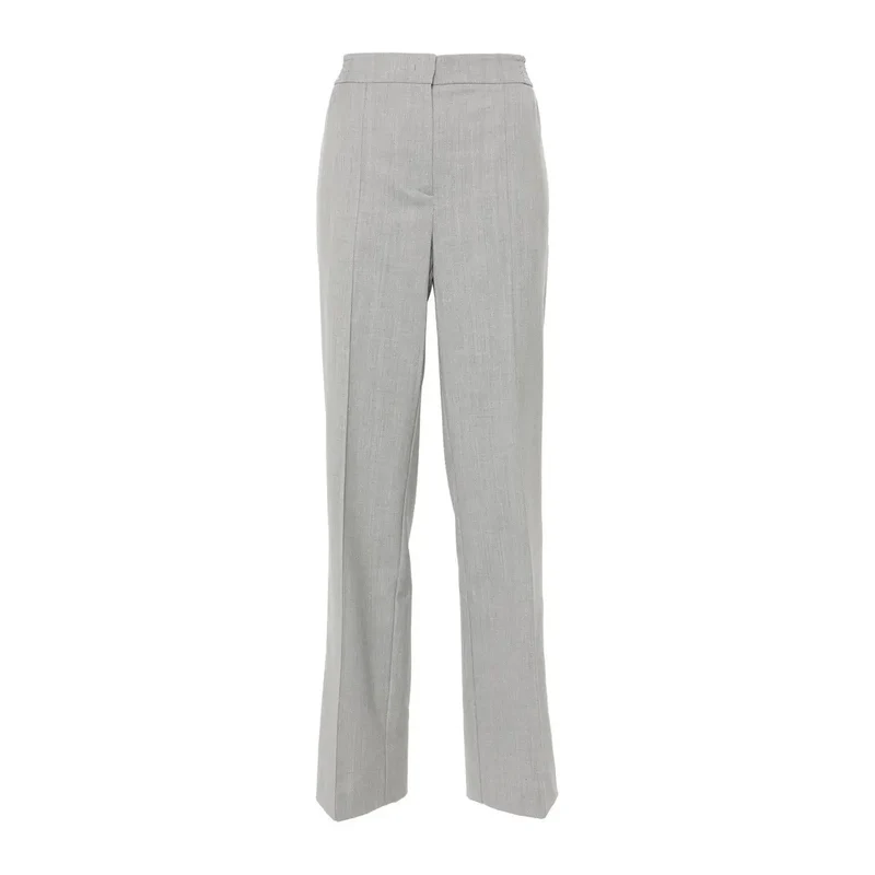 Damen-Twinset-Hose aus Wollmischgewebe, grau, mit Reißverschluss und Knopf, IT 44