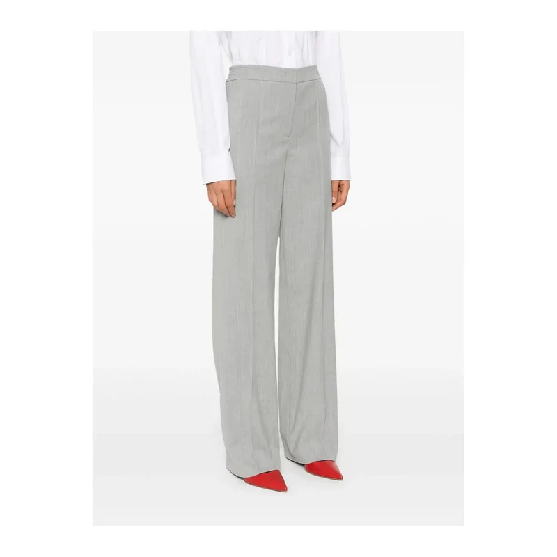 Damen-Twinset-Hose aus Wollmischgewebe, grau, mit Reißverschluss und Knopf, IT 44
