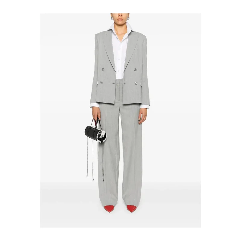 Damen-Twinset-Hose aus Wollmischgewebe, grau, mit Reißverschluss und Knopf, IT 44
