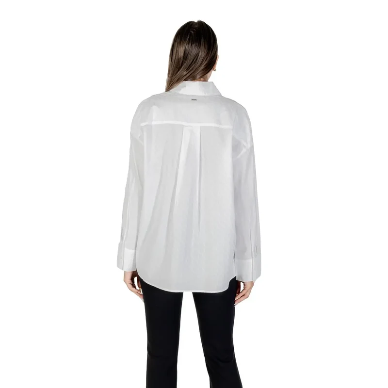 Armani Exchange Damen Langarmhemd aus weißer Baumwolle
