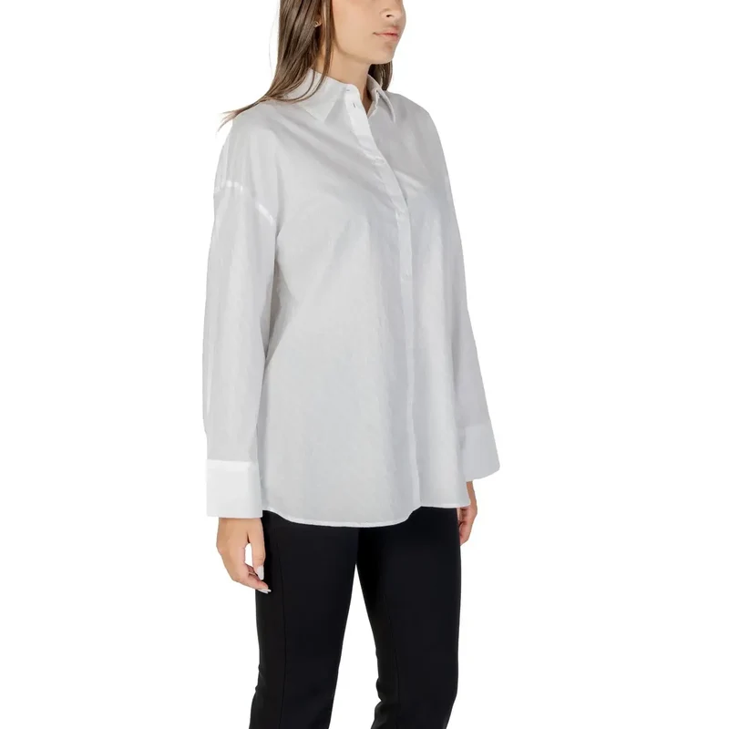 Armani Exchange Damen Langarmhemd aus weißer Baumwolle