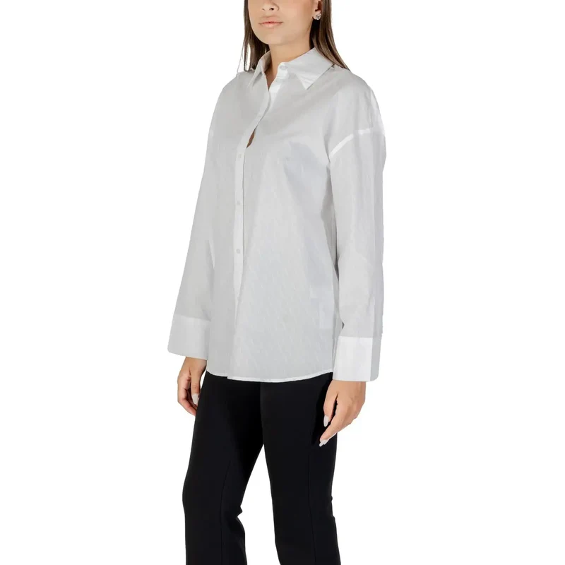 Armani Exchange Damen Langarmhemd aus weißer Baumwolle