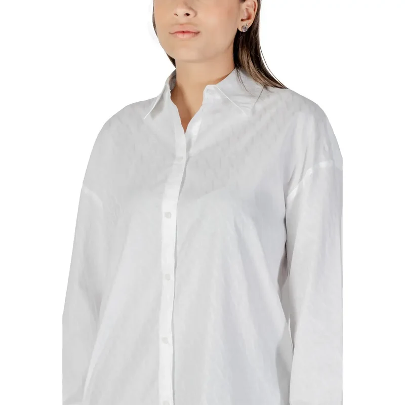 Armani Exchange Damen Langarmhemd aus weißer Baumwolle