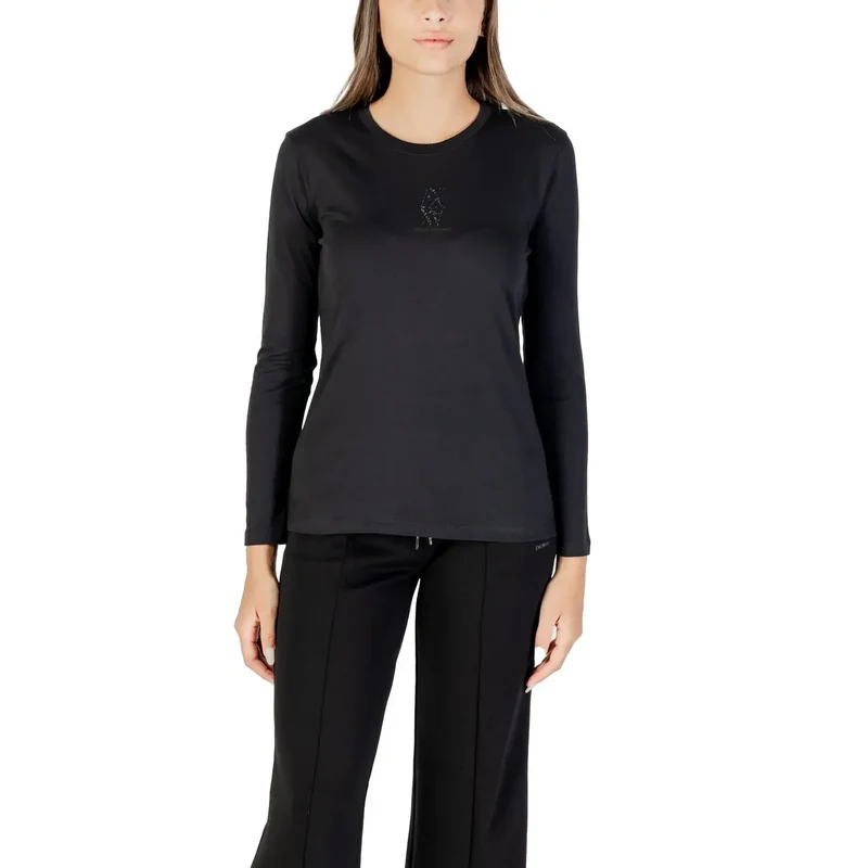 Armani Exchange Weißes Damen Langarm-T-Shirt mit Strass-Druck