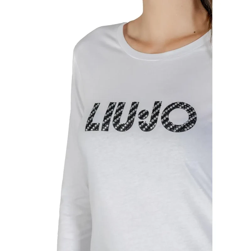 Liu Jo Damen Langarm Weiß Bedruckt Baumwolle Rundhalsausschnitt T Shirt