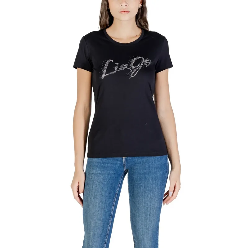 Liu Jo Frauen Weiß Bedrucktes Kurzarm Rundhals T Shirt