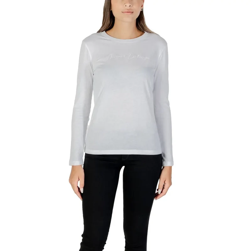 Armani Exchange Frauen Schwarz Langarm Rundhals Baumwolle T Shirt