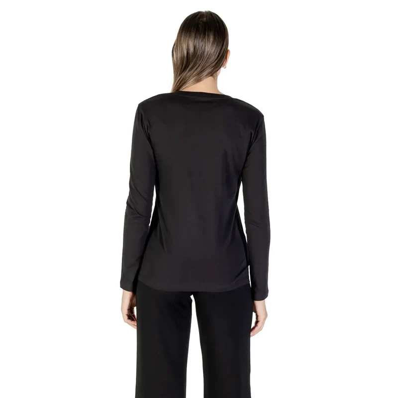Armani Exchange Frauen Schwarz Langarm Rundhals Baumwolle T Shirt
