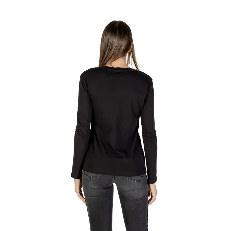Armani Exchange Frauen Schwarz Langarm Rundhals Baumwolle T Shirt