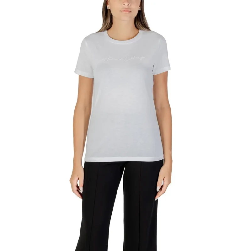 Armani Exchange Frauen Kurz Schwarz Rundhals Baumwolle T Shirt Herbst Winter
