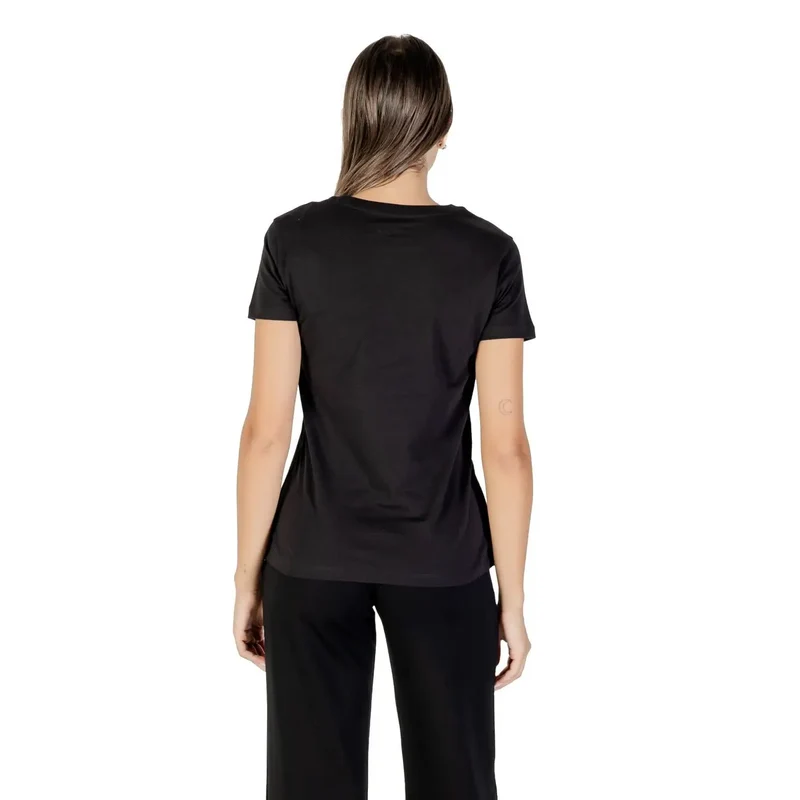 Armani Exchange Frauen Kurz Schwarz Rundhals Baumwolle T Shirt Herbst Winter