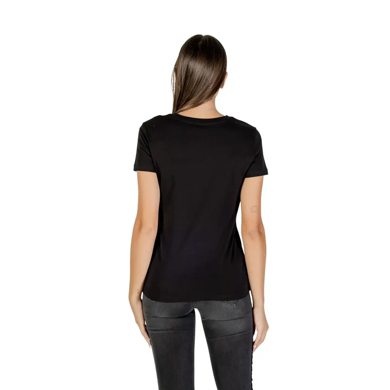 Armani Exchange Frauen Kurz Schwarz Rundhals Baumwolle T Shirt Herbst Winter