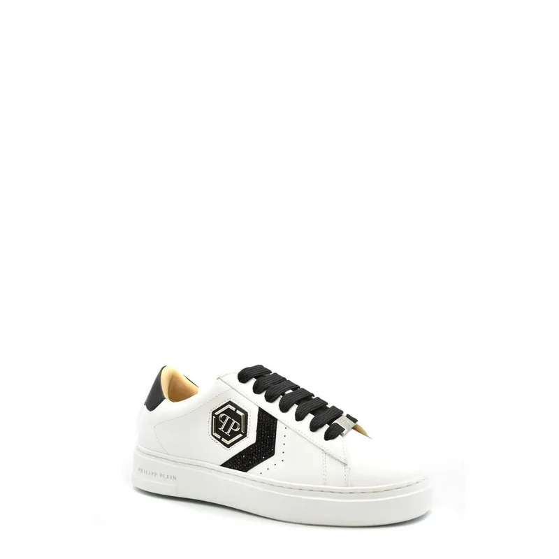 Philipp Plein Damen Leder Sneakers Weiße Schnürschuhe
