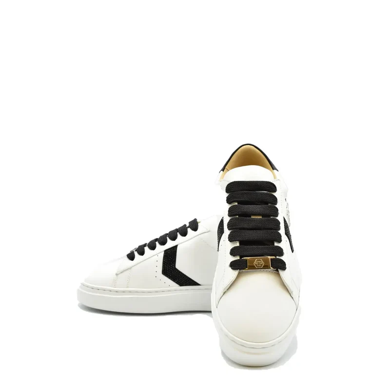 Philipp Plein Damen Leder Sneakers Weiße Schnürschuhe