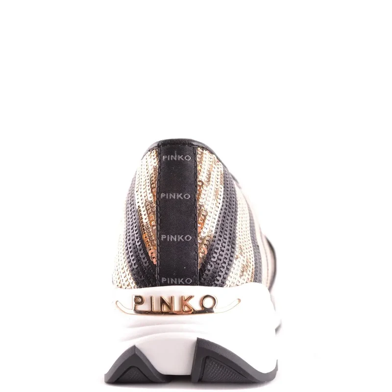 Pinko Damen-Slipper aus Stoff Sneakers Schwarz gestreift