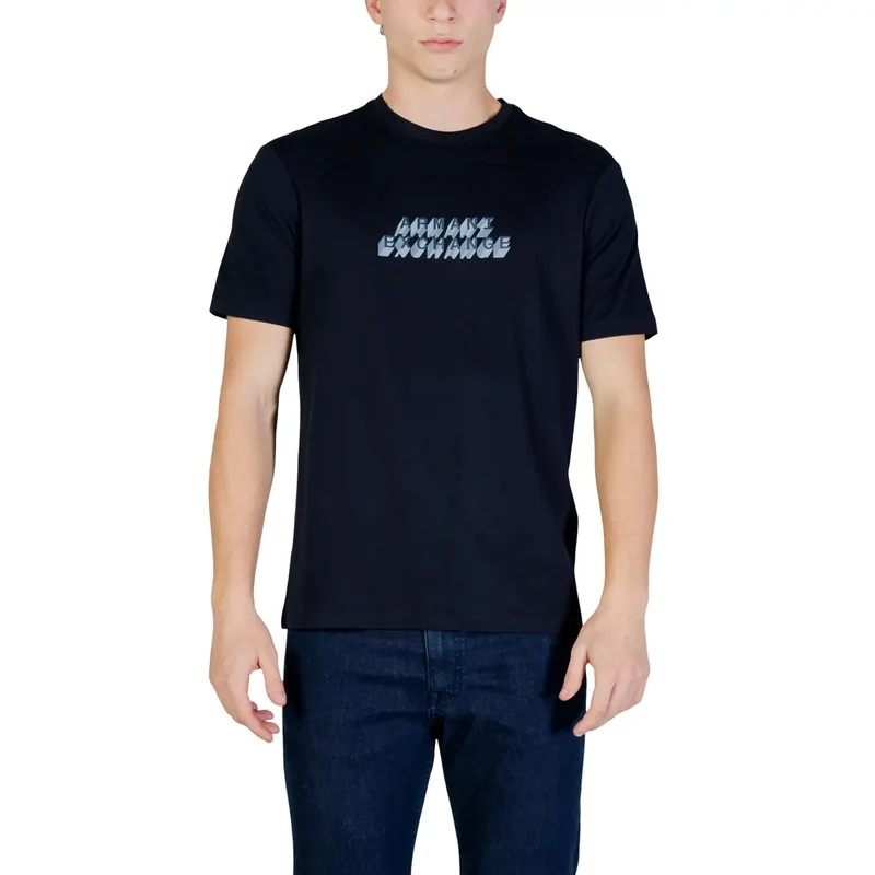 Armani Exchange Herren T-Shirt Blau Kurzarm Baumwolle