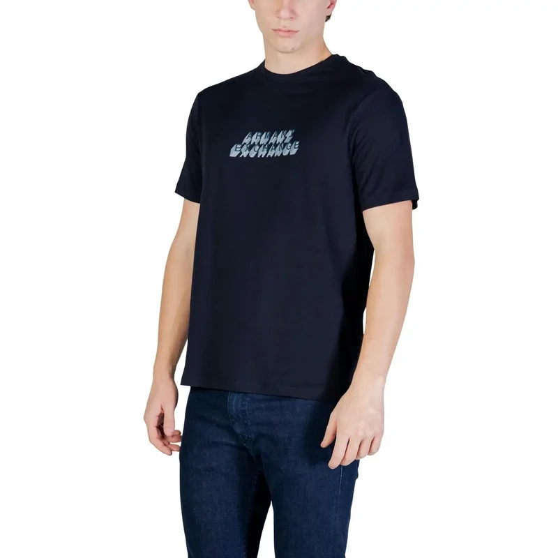 Armani Exchange Herren T-Shirt Blau Kurzarm Baumwolle