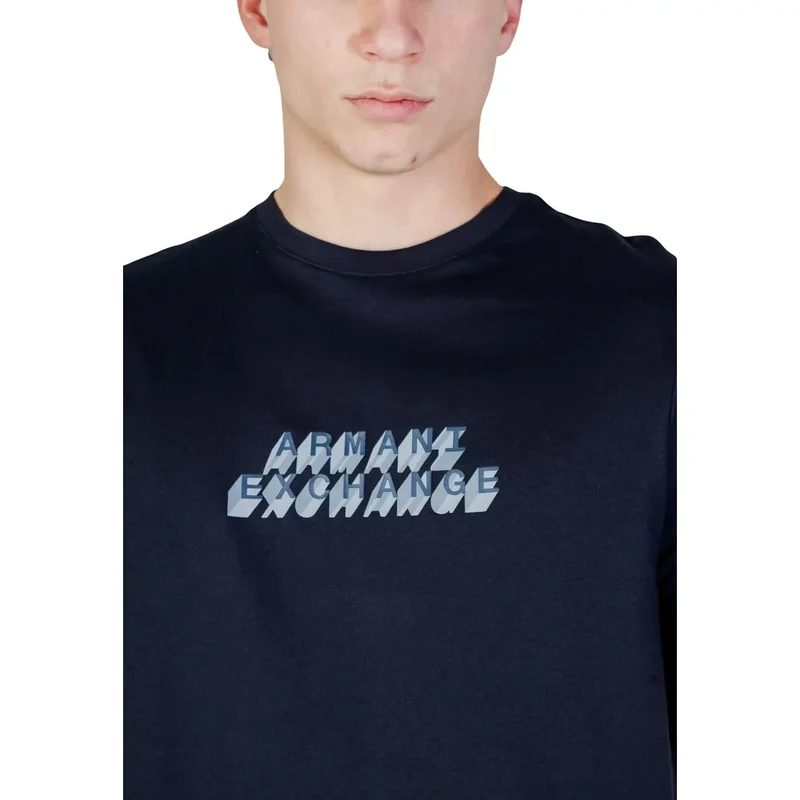 Armani Exchange Herren T-Shirt Blau Kurzarm Baumwolle