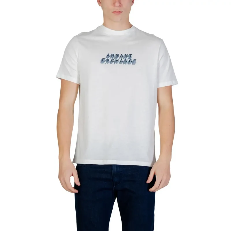 Armani Exchange Herren T-Shirt Blau Kurzarm Baumwolle