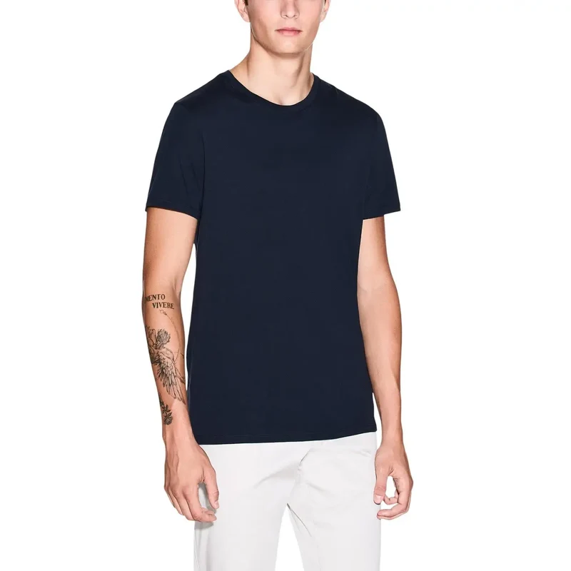 Armani Exchange Herren T-Shirt Blau Rundhals 100% Baumwolle
