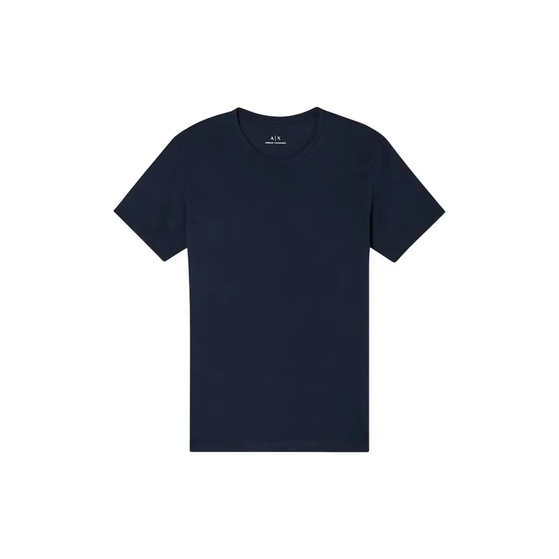 Armani Exchange Herren T-Shirt Blau Rundhals 100% Baumwolle