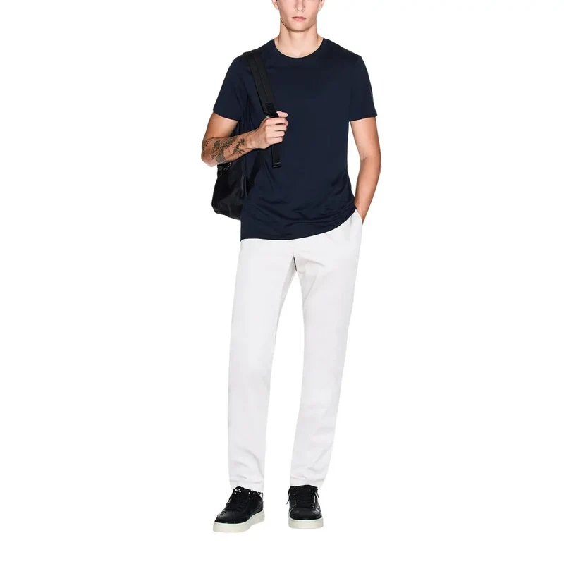 Armani Exchange Herren T-Shirt Blau Rundhals 100% Baumwolle