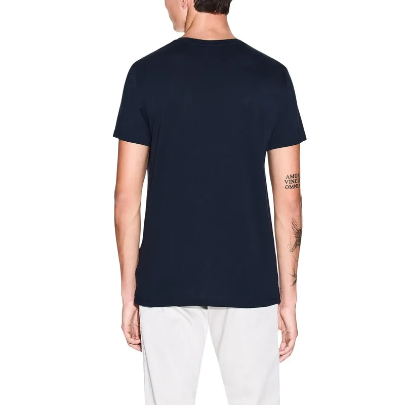 Armani Exchange Herren T-Shirt Blau Rundhals 100% Baumwolle