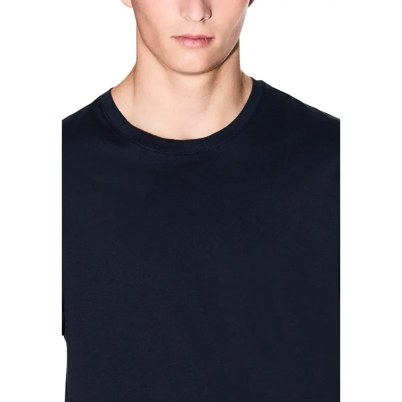 Armani Exchange Herren T-Shirt Blau Rundhals 100% Baumwolle