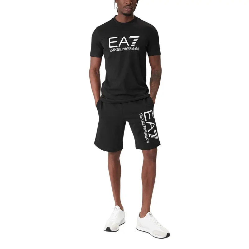 EA7 Herren Schwarzes Baumwoll-Print-T-Shirt 7M001412 AF22264 Entdecken