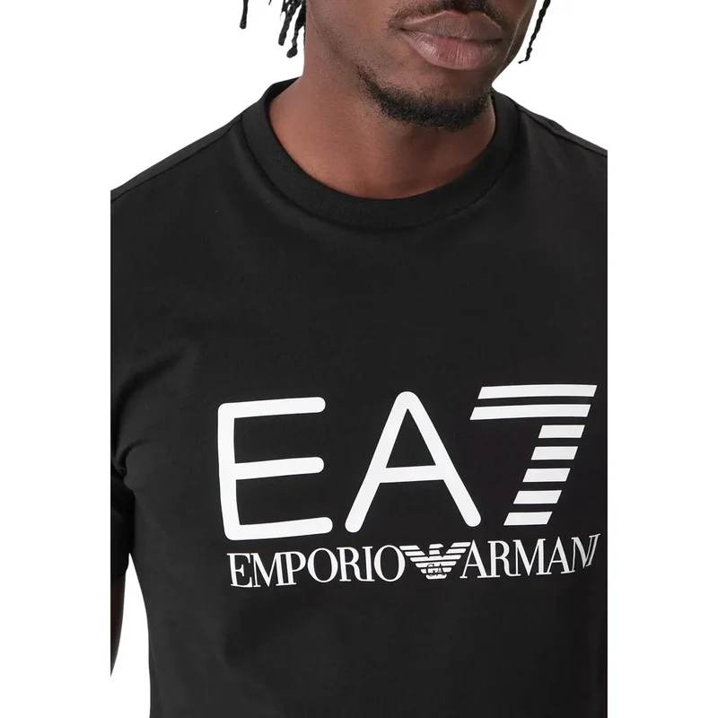 EA7 Herren Schwarzes Baumwoll-Print-T-Shirt 7M001412 AF22264 Entdecken