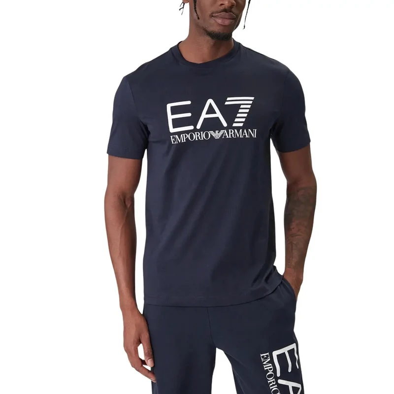 EA7 Herren Schwarzes Baumwoll-Print-T-Shirt 7M001412 AF22264 Entdecken