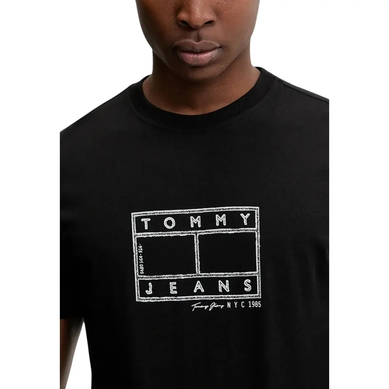 Tommy Hilfiger Jeans Herren T-Shirt Schwarz Bio-Baumwolle DM0DM22317