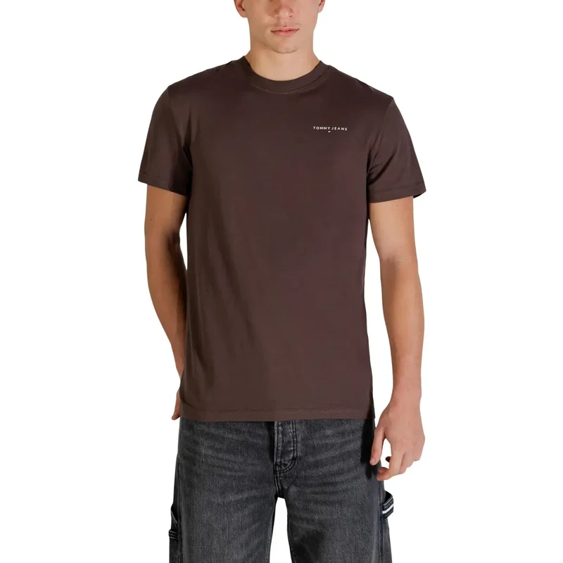 Tommy Hilfiger Jeans Herren T-Shirt Braun Bio-Baumwolle S
