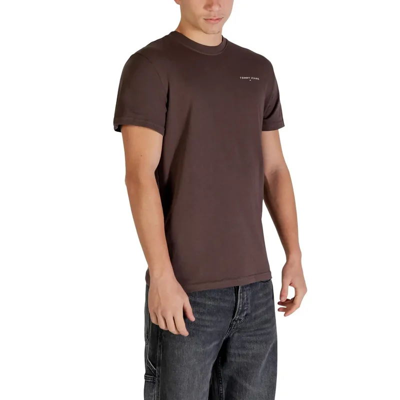 Tommy Hilfiger Jeans Herren T-Shirt Braun Bio-Baumwolle S