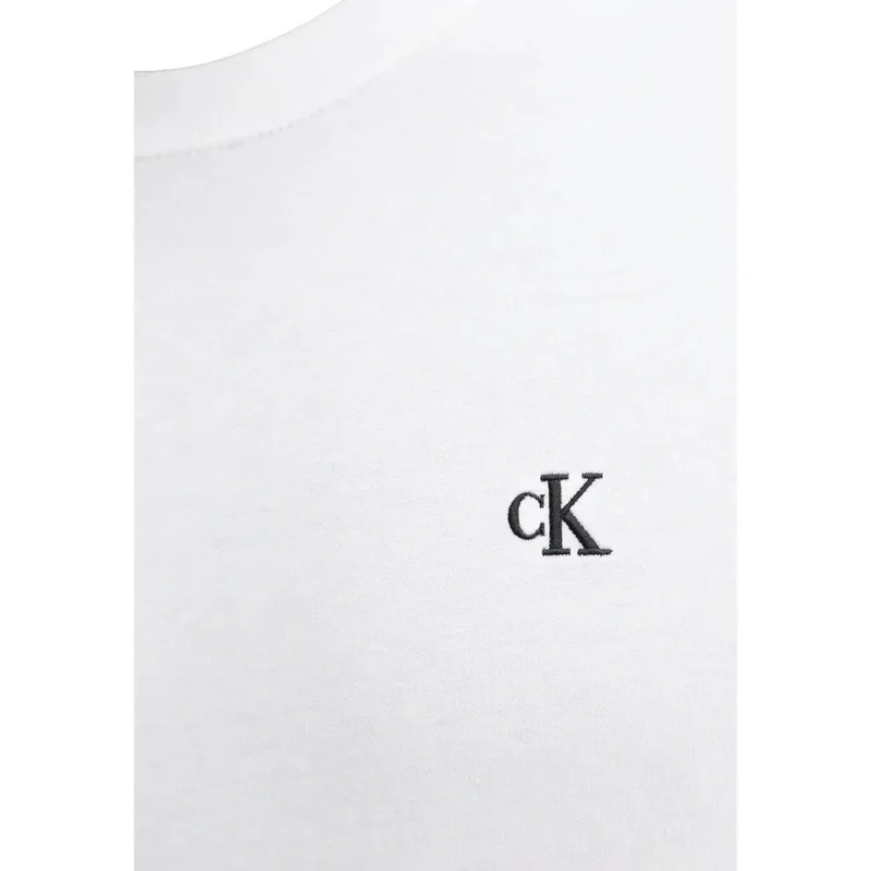 Calvin Klein Jeans Herren T-Shirt Weiß Langarm Baumwolle Rundhals