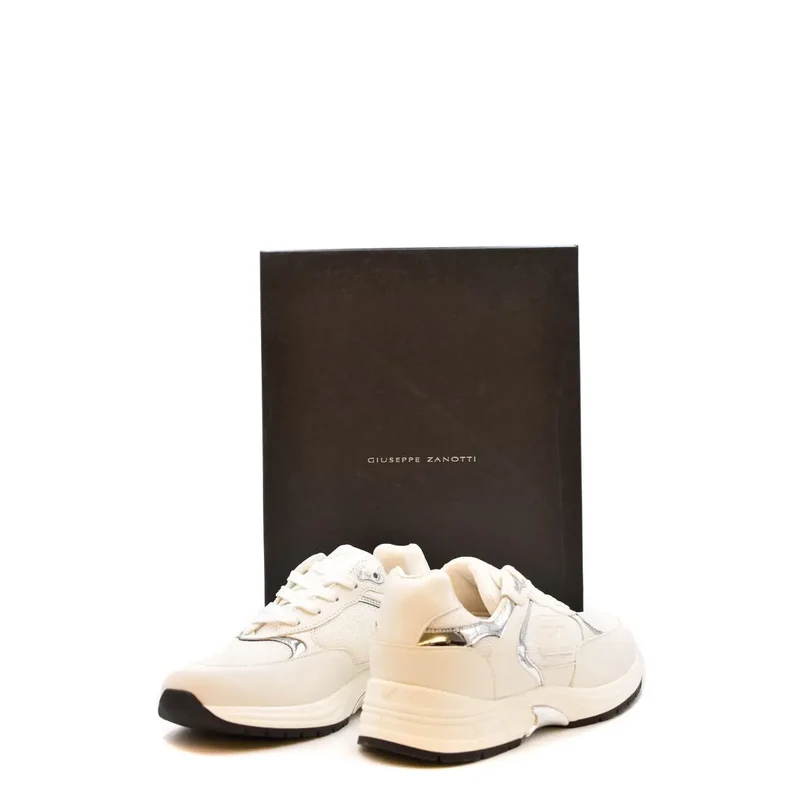 Giuseppe Zanotti Weiße Ledernylon-Slip-On-Sneaker