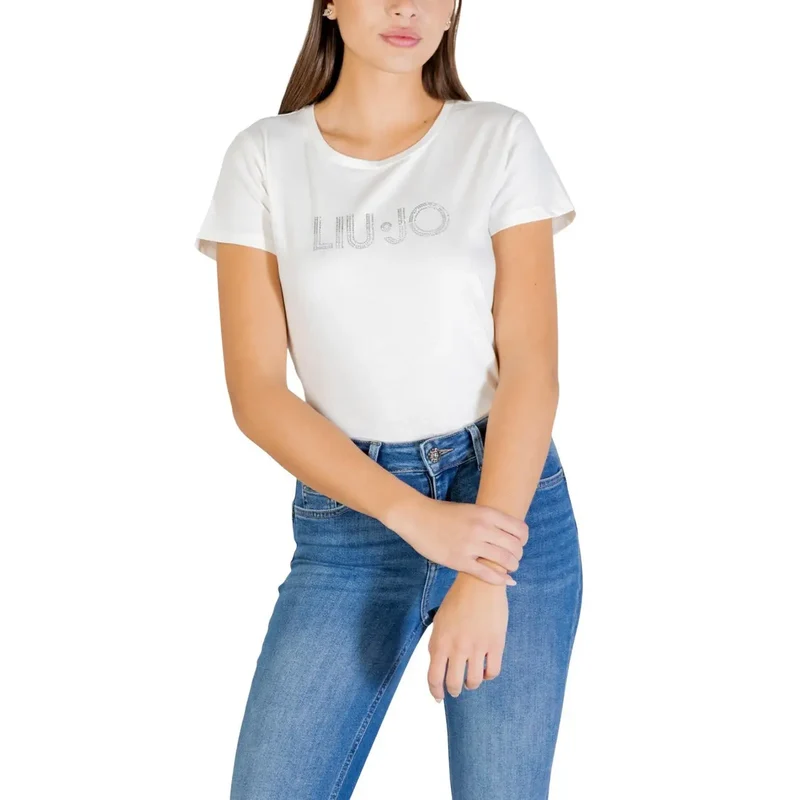 Liu Jo Frauen Schwarz Baumwolle Rundhals T-Shirt