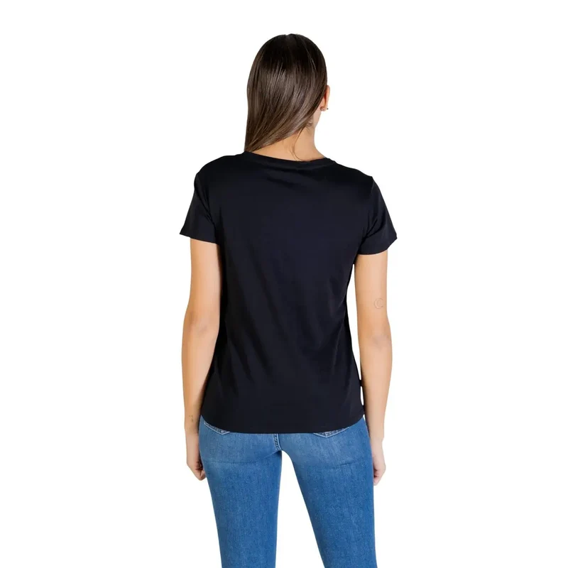 Liu Jo Frauen Schwarz Baumwolle Rundhals T-Shirt